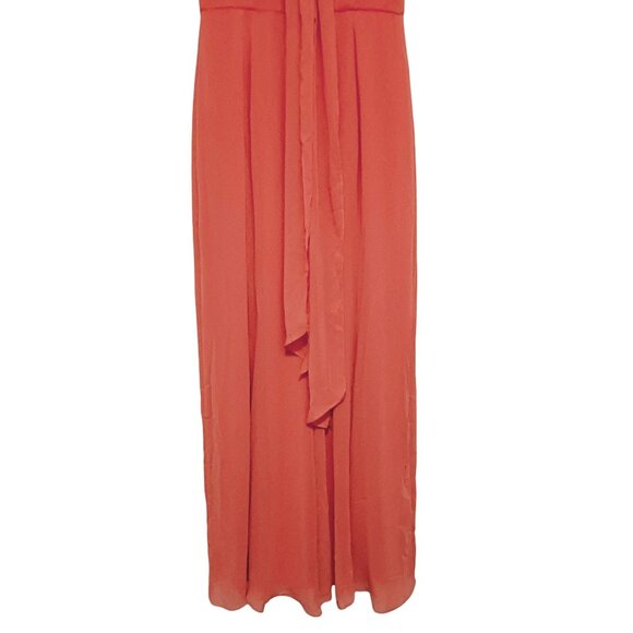 NEW Social Bridesmaids‎ Sleeveless Tie Back Chiffon Trumpet Gown Amber Sunset 8 - Picture 7 of 14